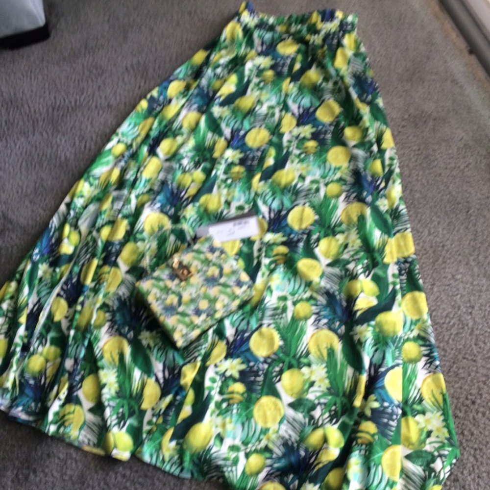 long dress with same fantasy bag
